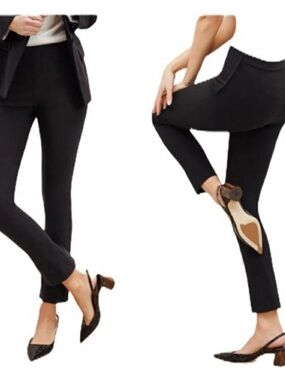MM Lafleur Black Cropped Slim Cigarette Pants